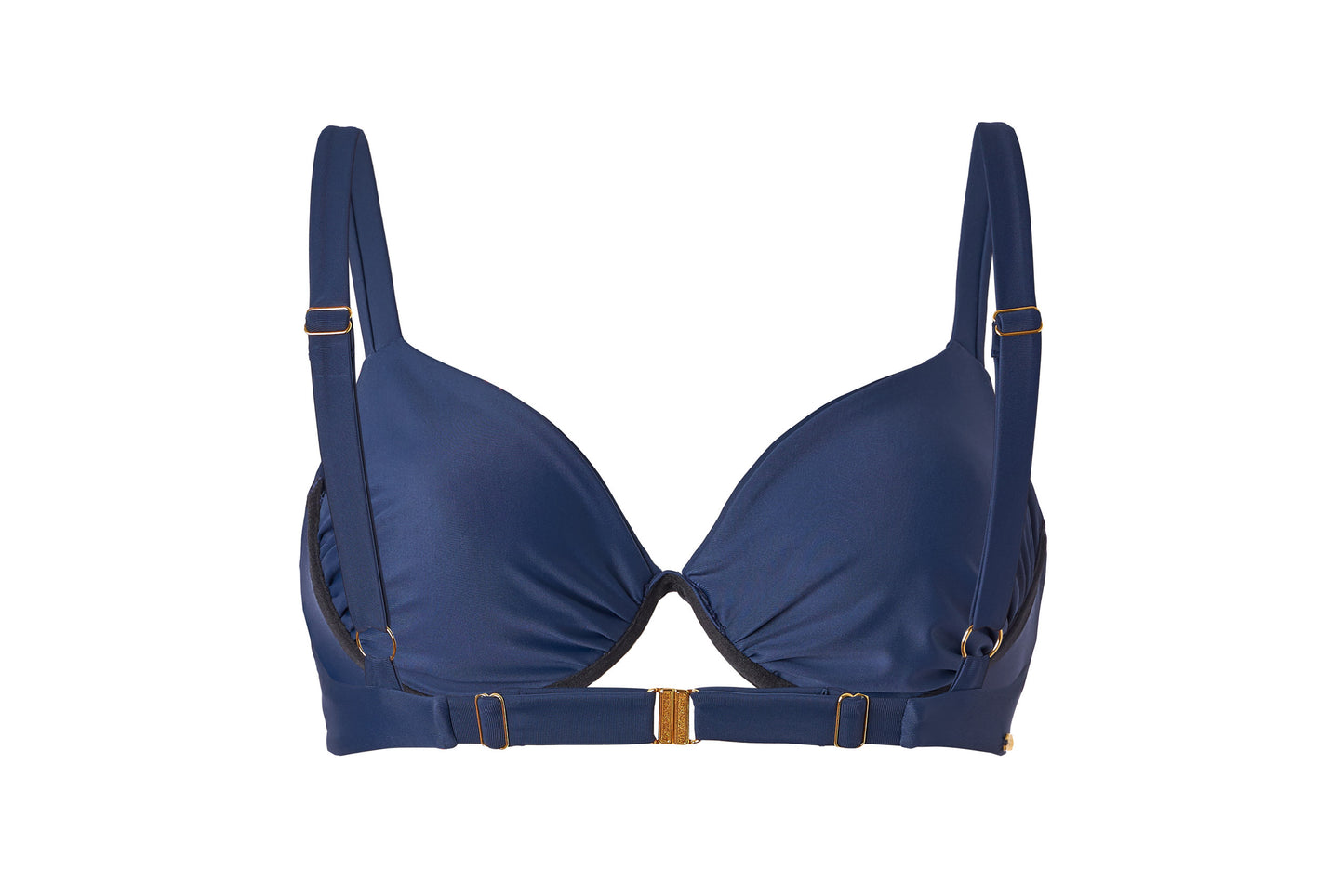 Die individuelle Anpassbarkeit dieses Bikini-Tops wird durch Schieber am Unterbrustband und den Trägern gewährleistet, um sicherzustellen, dass das Top nicht nur perfekt sitzt, sondern auch höchsten Tragekomfort bietet. Die dezent platzierte Logoapplikation an der Seite unterstreicht die feine Verarbeitung und Qualität dieses einzigartigen Stücks.