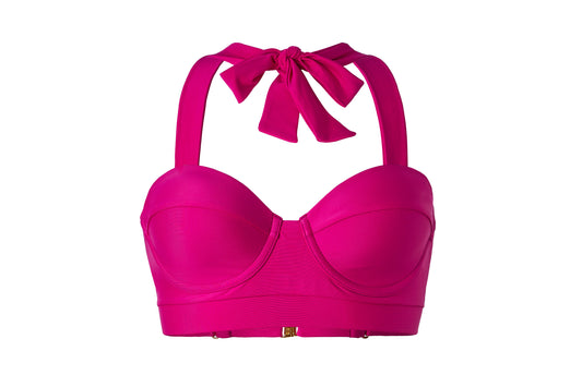 Erlebe die unwiderstehliche Ausstrahlung von Jugend und Frische mit diesem einzigartigen Bikini-Top, das in einem lebendigen Pink erstrahlt. Die intensive Farbe zieht alle Blicke auf sich und unterstreicht auf atemberaubende Weise deine Weiblichkeit. Dieses Bikini-Top ist nicht nur ein Farbtupfer, sondern ein Statement für Stil, Vielseitigkeit und eine subtile Prise von verführerischer Eleganz